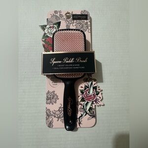 Ed hardy black and pink  Square Paddle Brush BNWT